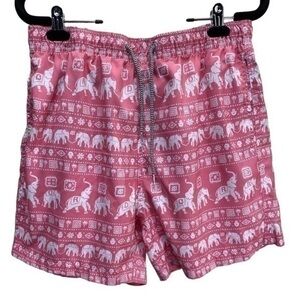 Boardies Apparel Menx L Pink Swim trunk Shorts With Elephants